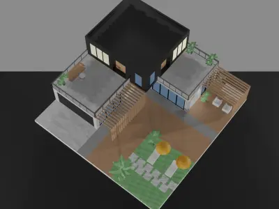 Low Poly Summer House  Low-poly 3D model