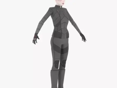 Sci-Fi Female Character in black  Low-poly 3D model