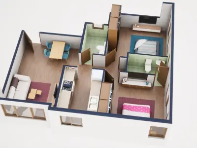3D Floor Plan Model 32 3D model