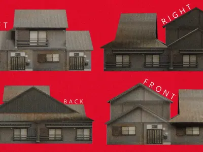 5 Modern Rusted Japanease House Pack 1 Low-poly 3D model