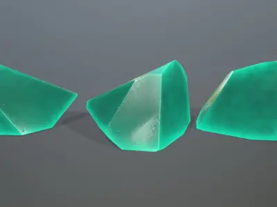 Crystal Set emerald gemstones Low-poly 3D model