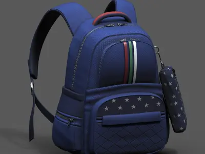 Backpack kid baggage bag luggage human  Low-poly 3D model