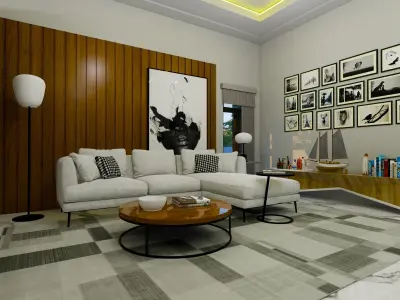 3D sketch up House Exterior and Interior  kitchen  living bath 3D model