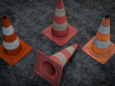 Traffic Cone 3D Model Set Low-poly 3D model