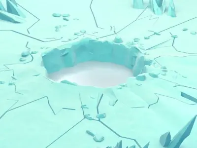 Cartoon Iceberg  Ice Cave sea surface  Snow Mountain  ice 3D model