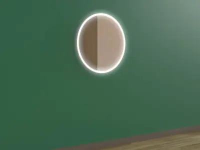 Modern minimalist round miror with ligth 3D model