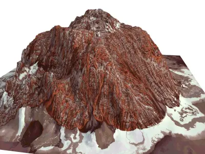 Red Snow ICE Mountain Canyon Desert Low Poly Terrain Rock 4 Low-poly 3D model
