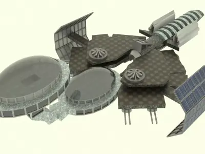 Mig Spaceship Station  Low-poly 3D model