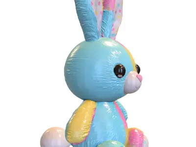 Pastel Patchwork Bunny Plush 3D model