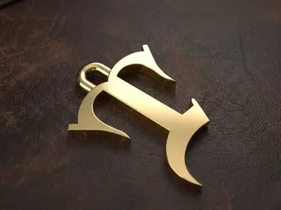 Gothic Letter T Pendant 3D print model