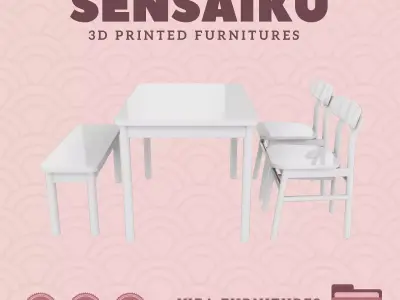 RONNINGE Table Chairs and Bench for Dollhouse - IKEA - 3D Print 3D print model