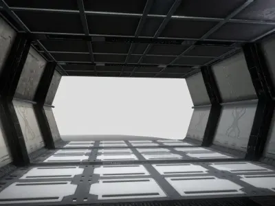 Sci-fi Steel Corridor Low-poly 3D model