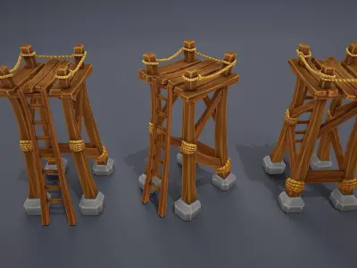 Stylized towers asset Low-poly 3D model