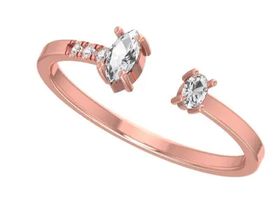 Solitaire Women Light Weight Marquise OVal stone Band Ring 3D print model