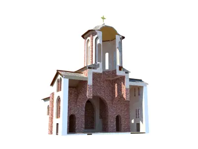 Serbian Orthodox Church Reconstruction Low-poly 3D model