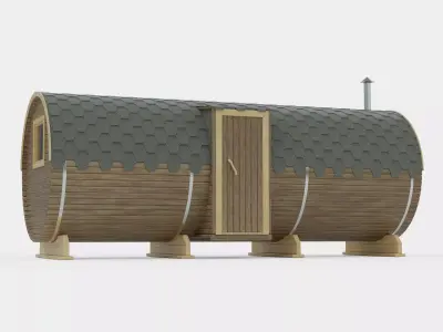 Sauna barrel set bath barrel house 3D model side door 3D model