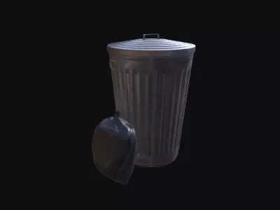 Trash Can Low-poly 3D model 18
