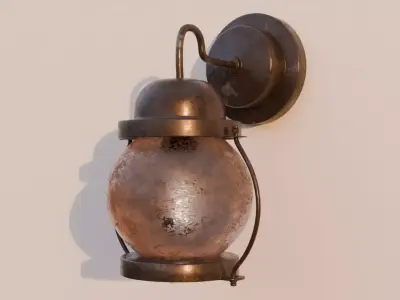Vintage Wall Lantern game ready Low-poly 3D model
