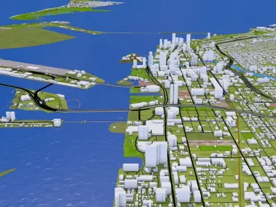 Miami City of Florida Low-poly 3D model