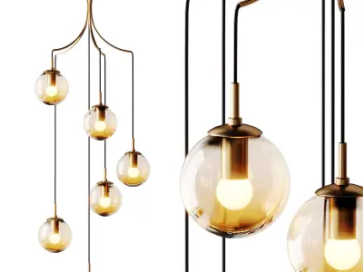 Postmodern Cognac Glass Ball Pendant Lighting 3D model