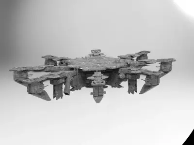 Alien Sci-fi base platforms 6  3D model