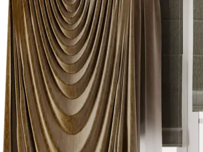 Curtains with Roman blinds 33 HBH Low-poly 3D model