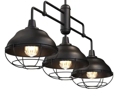 Levi Industrial Farmhouse Iron Linear LED Pendant by Jonathan Y Low-poly 3D model