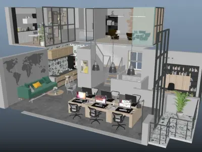 duplex Office apartment floorplan 3D model