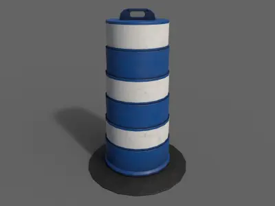 PBR Traffic Drum Barrel Blue Low-poly 3D model