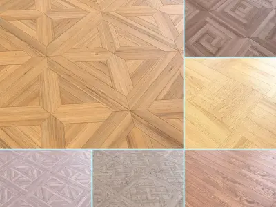 Parquet - Laminate - Wooden floor 6 in 1 Low-poly 3D model