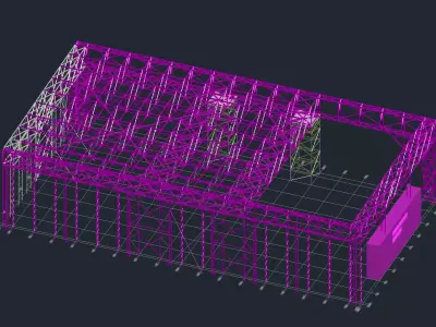 Detailed Steel Structure Hangar 3D CAD Model 3D model