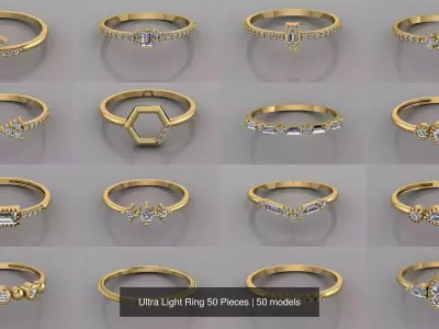 Ultra Light Ring 50 Pieces 3D Model Pack