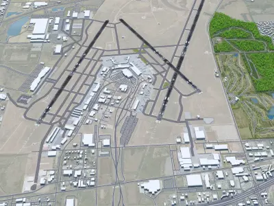 Wichita Airport 10km Low-poly 3D model