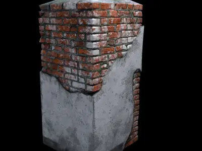 Low poly Wall brick with hole in it Low-poly 3D model