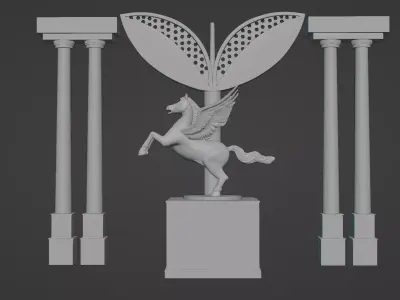 Winged Horse Monument  Low-poly 3D model