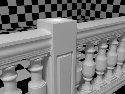 Exterior Railing - White Vinyl - Style 13 3D model