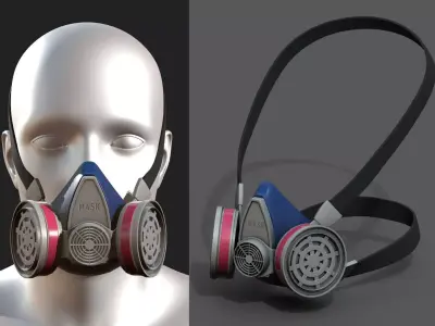 Gas mask helmet 3d model safety isolated fantasy  Low-poly 3D model