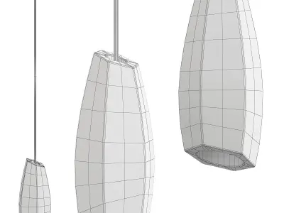 ELIOT three pendant lights with gold and clear glass Low-poly 3D model