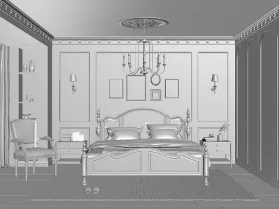 French Style Bedroom 3D Model 3D model