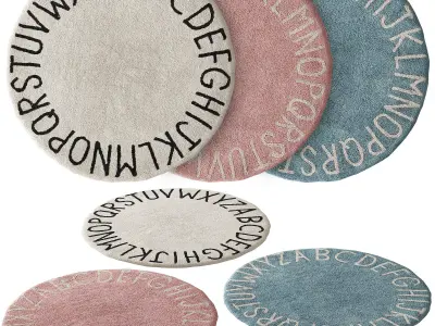 389 Rug ABC natural black by Lorena Canals carpet kit for kids 3D model