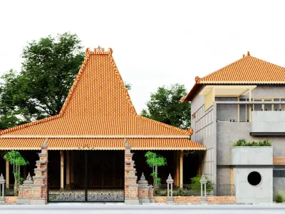 Joglo Minimalist Japanese House Open Space Green Living Low-poly 3D model