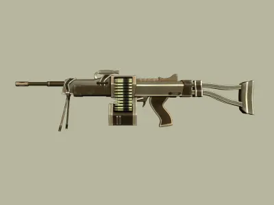 Sci-Fi Negev - Desert - -Machine Gun - Weaponry Low-poly 3D model