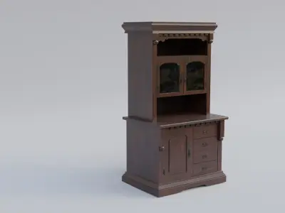 Cabinet wooden with glass doors 3D model