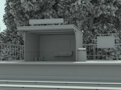 anime train stop  3D model