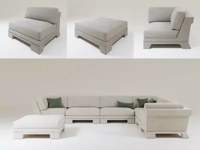 Patt Sofa by Charles Tassin - Pierre Frey  3D Model Pack