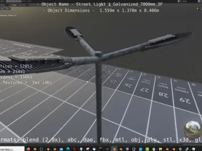 Street Light 1 Galvanized 7000mm 3F Low-poly 3D model