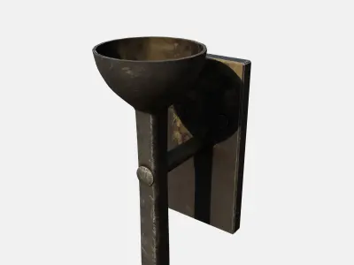 Medieval Torch Low-poly 3D model 18