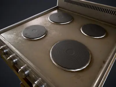 Old electric stove Low-poly 3D model