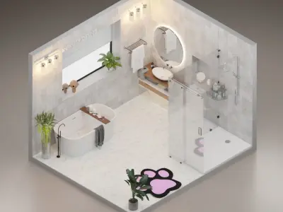 bathroom Low-poly 3D model purchase