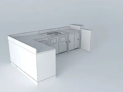 Kit 724 Bench in stainless steel vats and L 2 Light by Alex M... Free 3D model